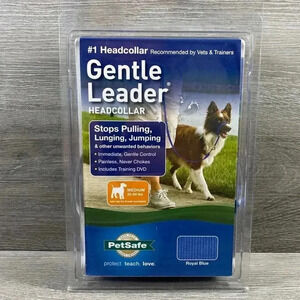 Gentle Leader Dog Leash for Medium Size Dog Royal Blue NIB NWT W/ Training DVD